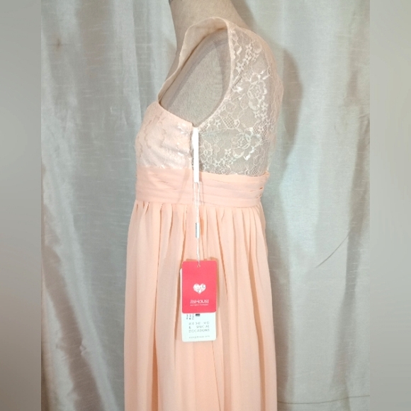 JJs House TAG Empire Waist Pink Long Gown Lace Bodice, Straps, ZipUp, Pleats, 10 - Picture 6 of 12